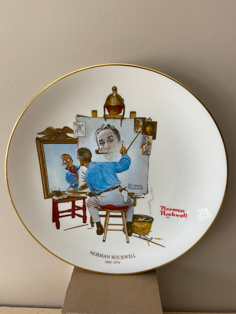 Assiette Norman Rockwell "Triple Self Portrait" Plate NR-005